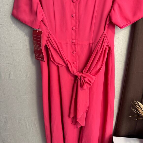 Stephanie Andrews Formal Dress Size 20W Pink Button Detail Tie Back NWT Plus - Picture 8 of 14